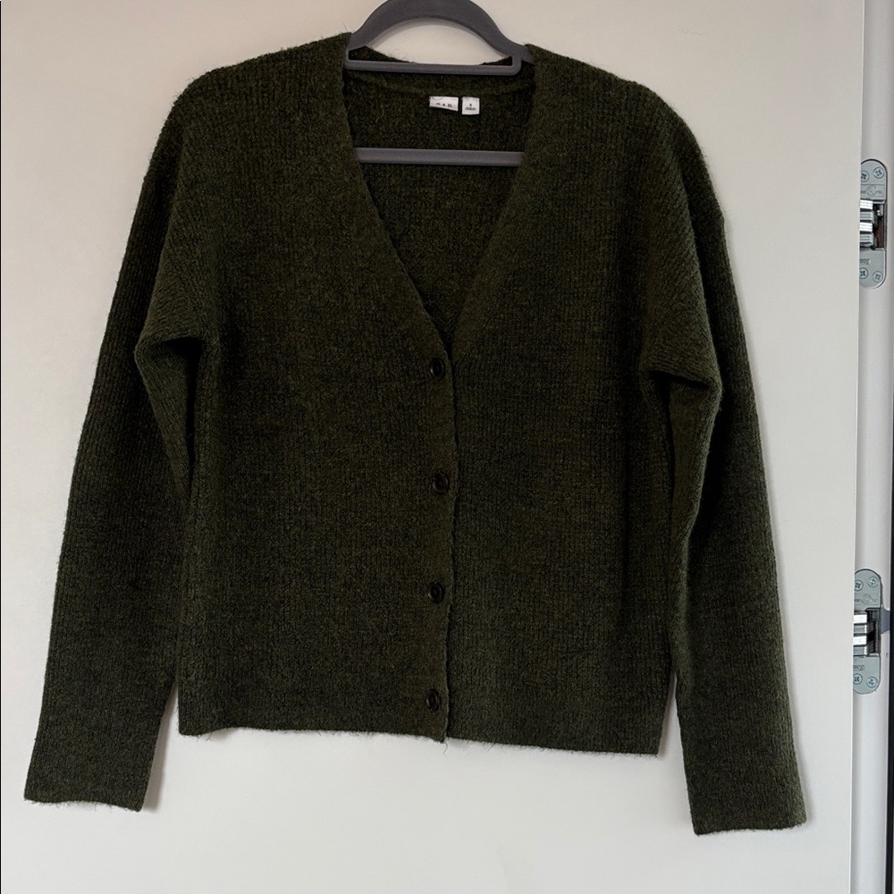 Gap Olive Marled Soft Textured Button Front Cardigan Sweater S EUC